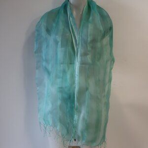 NWT Womens Fleurs Oversized Teal Silk Scarf
